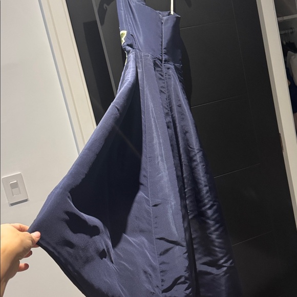 Oscar de la Renta Navy Blue Floral Midi Dress - Picture 7 of 8